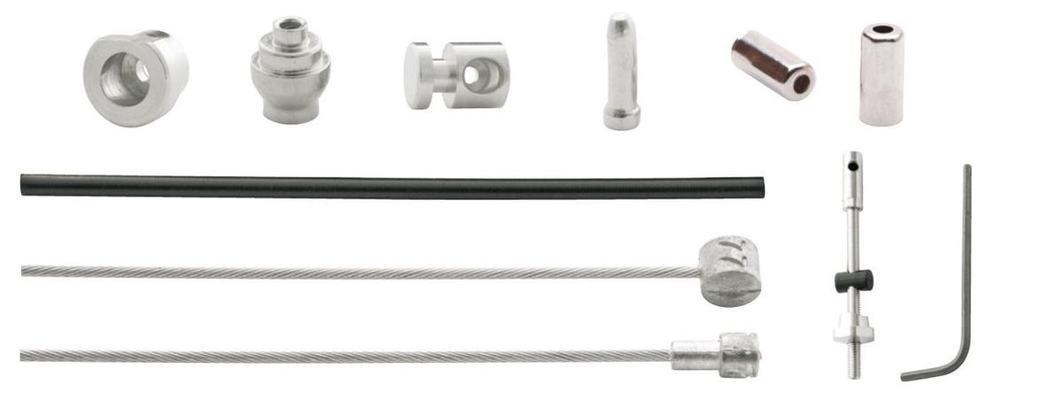 Elvedes remkabel set voor trommelrem 1350/1000 mm zwart/zilver - Silver