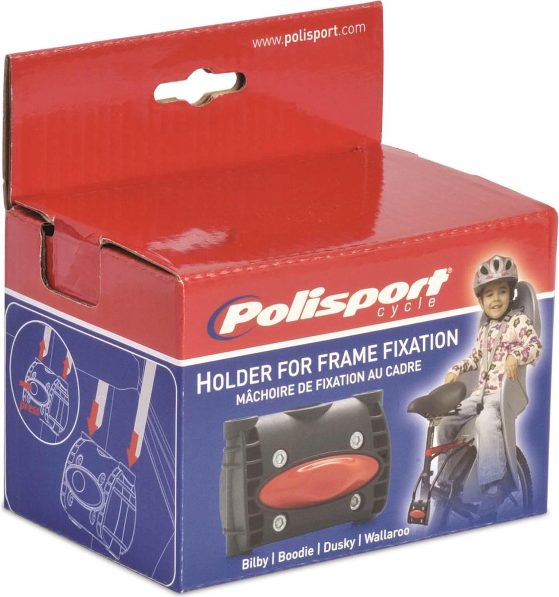 Polisport adapter achterzitje 10 cm framebevestiging - Zwart