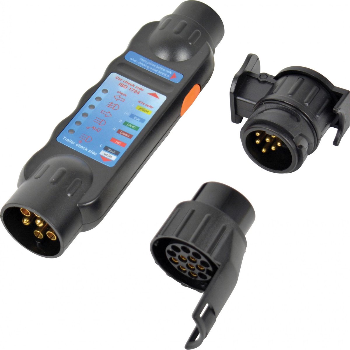 CarPoint stekkertester met 2 -adapters 7/13-polig 12 Volt - Zwart