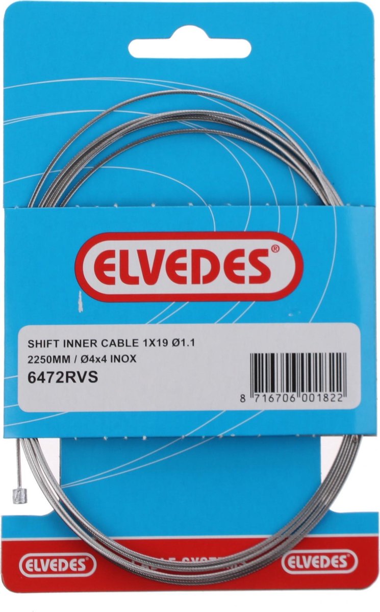 Elvedes derailleur-binnenkabel 1,1 mm zilver 2250 mm - Silver