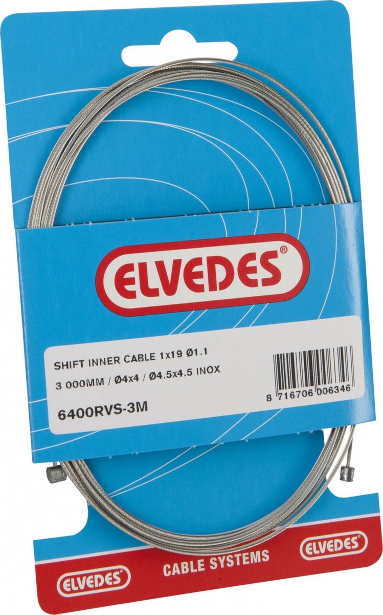 Elvedes derailleur binnenkabel 3000 mm zilver - Silver