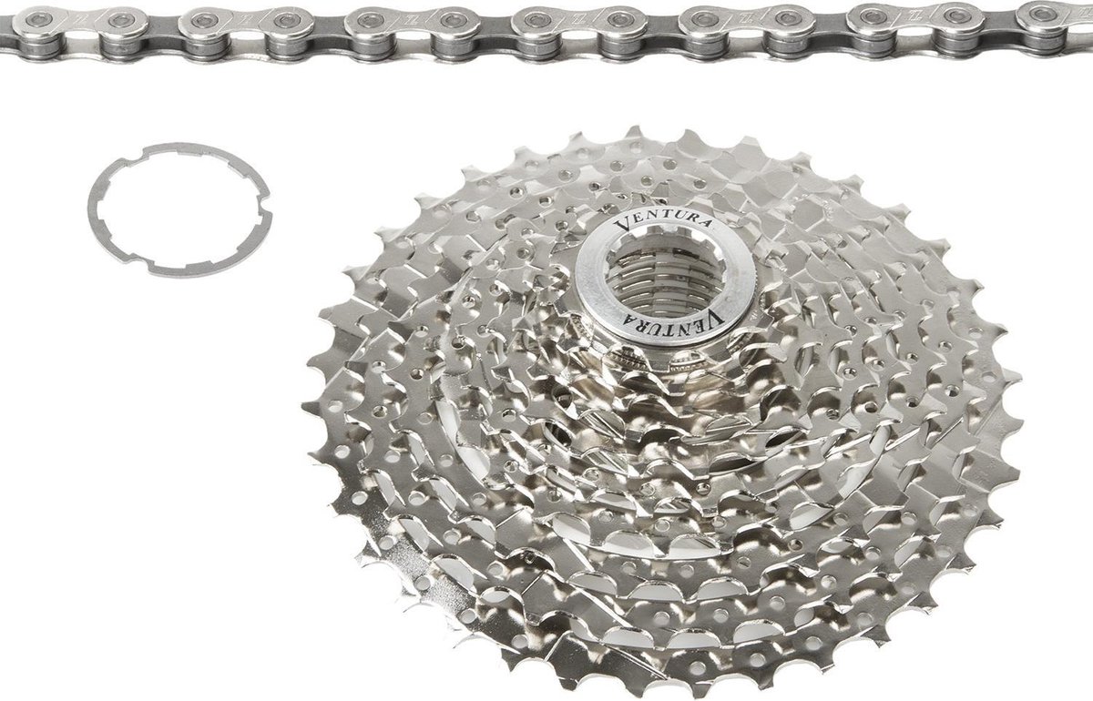 Ventura Power set cassette + ketting 10S 11-36T zilver - Zwart