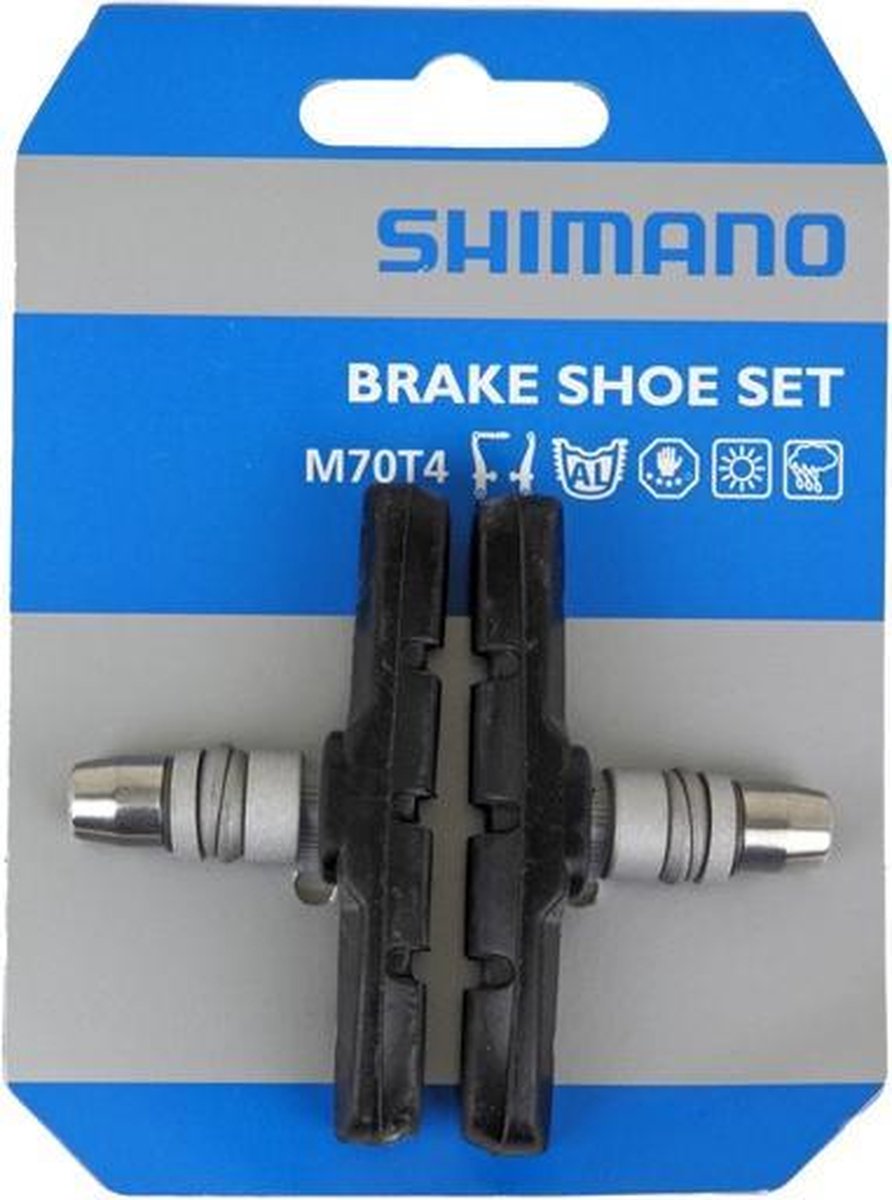 Shimano remblokken M70T4 V-brake rubber/zilver - Zwart