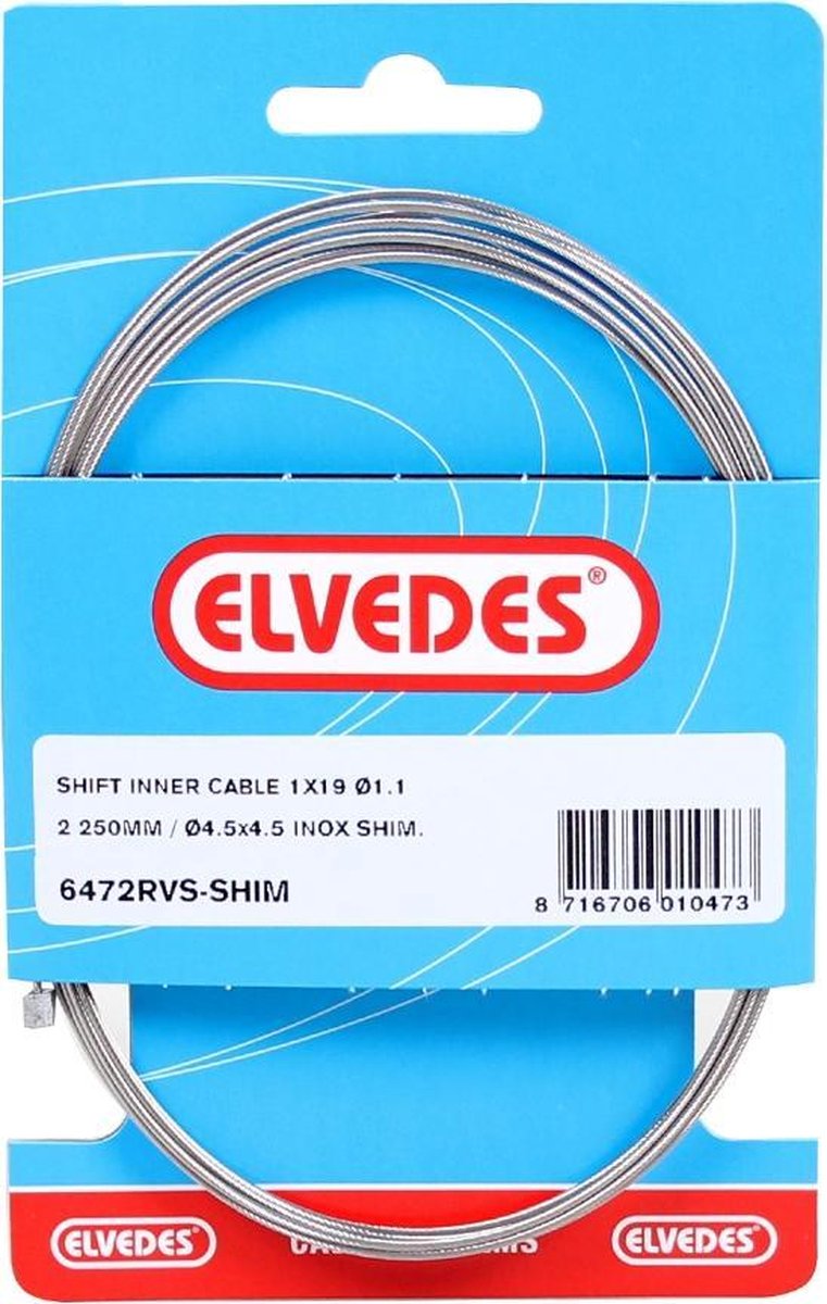 Elvedes versnellingsbinnenkabel Shimano 2.25 m 1,1 mm 6472 zilver - Silver