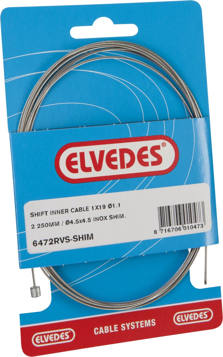 Elvedes versnellingsbinnenkabel Shimano 2.25 m 1,1 mm 6472 zilver - Silver