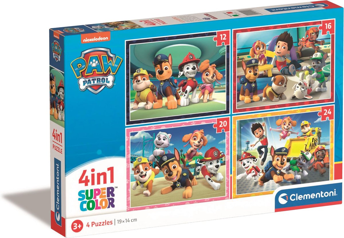 Clementoni paw patrol 4 in 1 puzzel 12, 16, 20, 24 stukjes