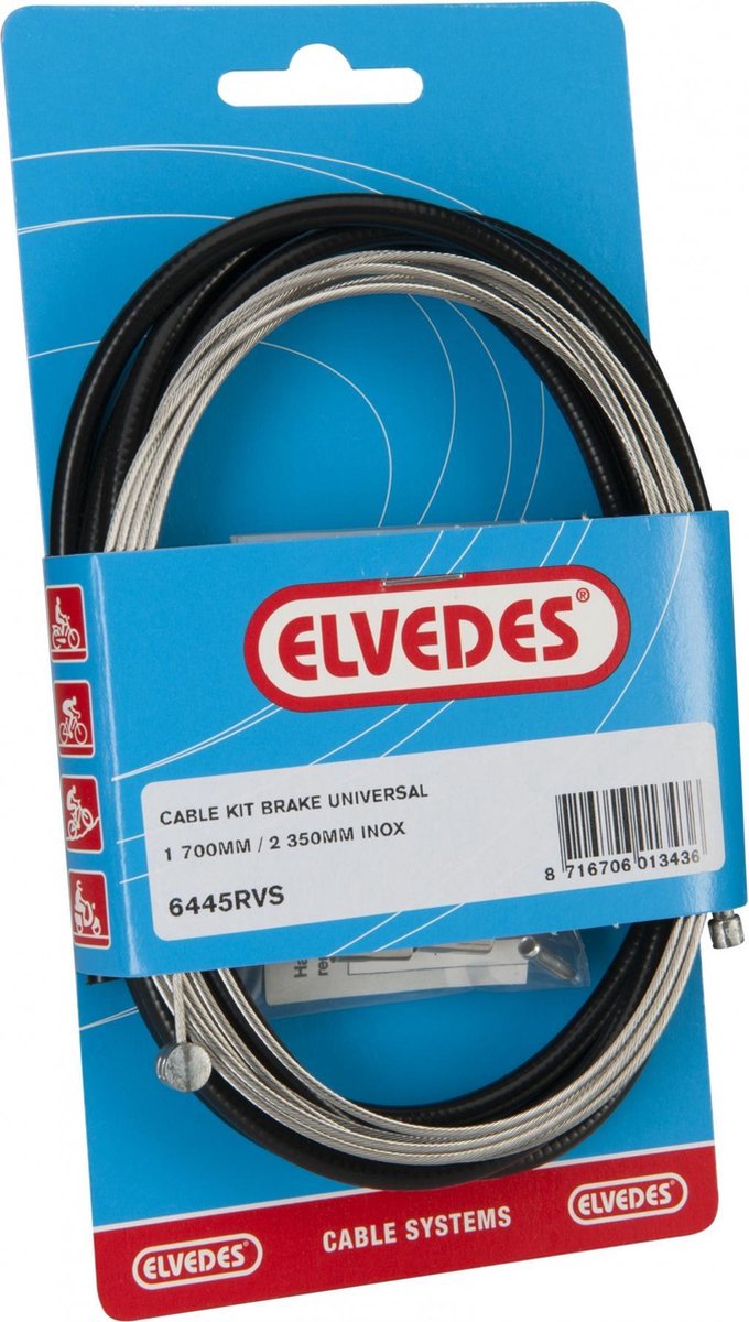Elvedes remkabel set universeel 1700/2350 mm zwart/zilver - Silver