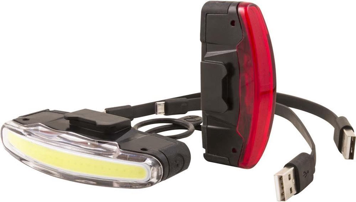 Spanninga verlichtingsset Arco XB led 30 lux USB zwart 2-delig - Geel