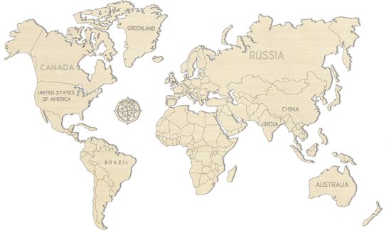 Wooden City Wereld kaart in hout XL