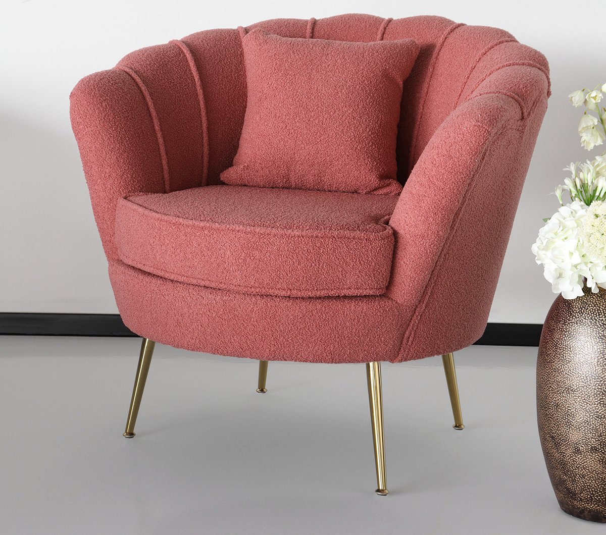 Lizzely Garden & Living Fauteuil Zitbank 1 Persoons Belle Teddy Oud Roze