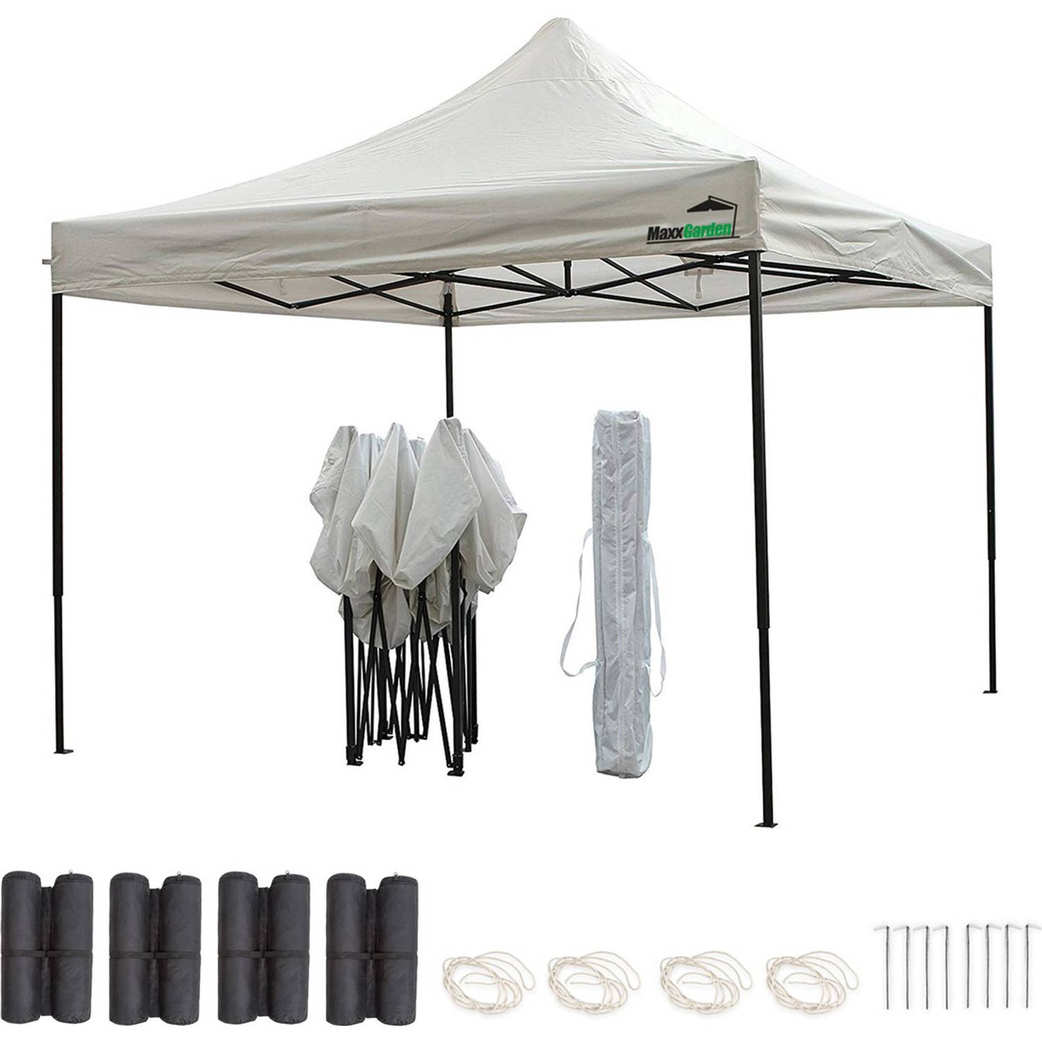 MaxxGarden Partytent - 3x3 M - Easy Up - Opvouwbaar - Waterdicht - Incl. Draagtas - Wit