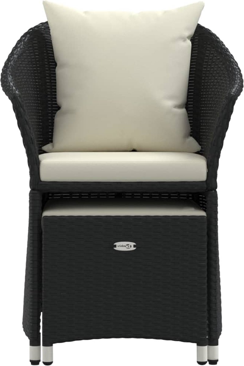 Vidaxl 2-delige Loungeset Met Kussens Poly Rattan - Zwart