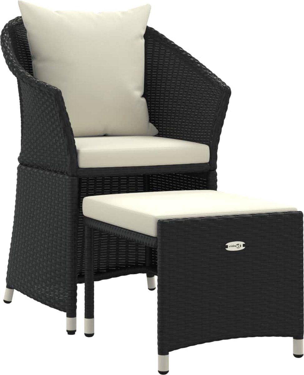 Vidaxl 2-delige Loungeset Met Kussens Poly Rattan - Zwart