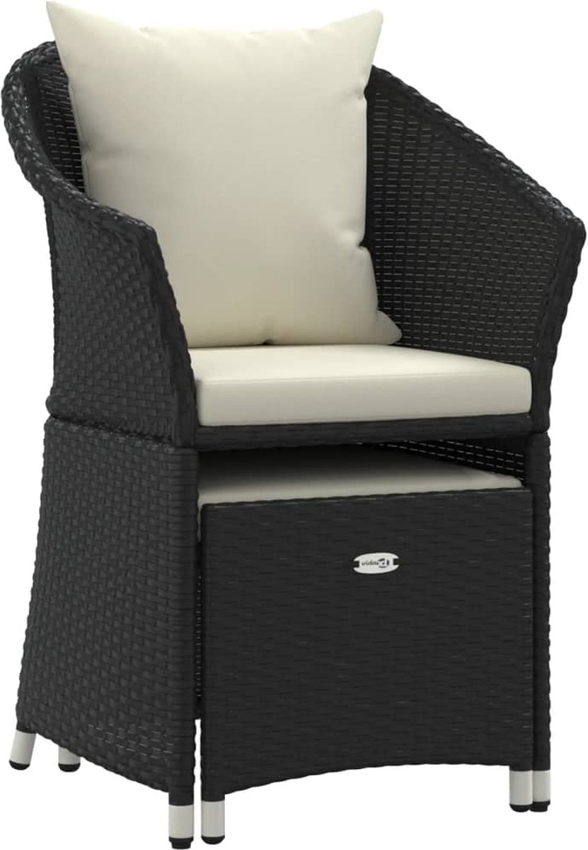 Vidaxl 2-delige Loungeset Met Kussens Poly Rattan - Zwart