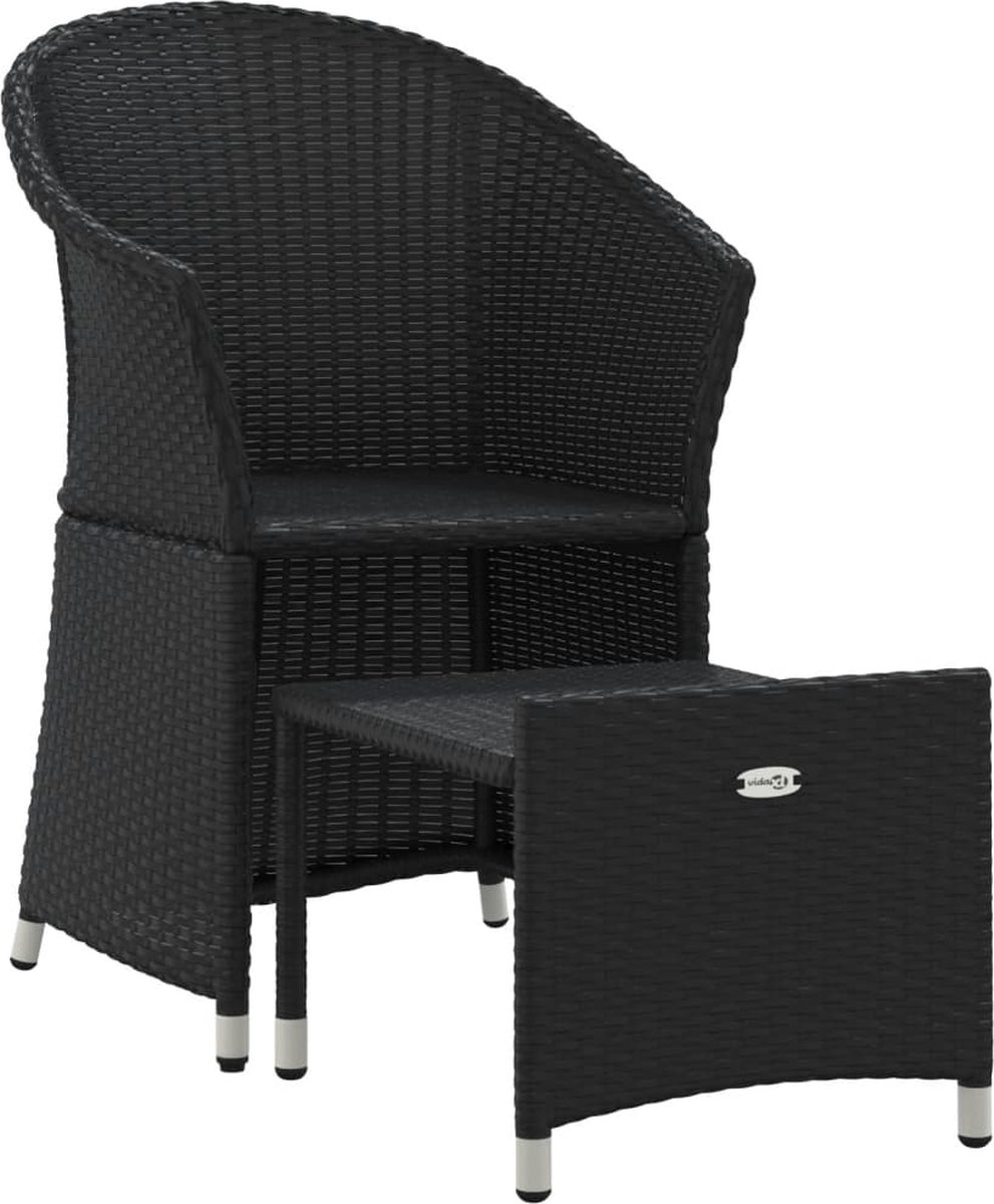 Vidaxl 2-delige Loungeset Met Kussens Poly Rattan - Zwart
