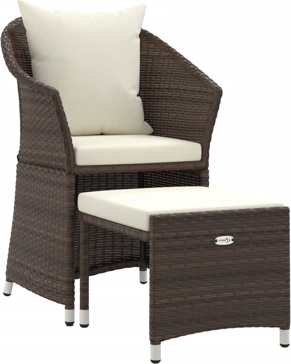 Vidaxl 2-delige Loungeset Met Kussens Poly Rattan - Bruin