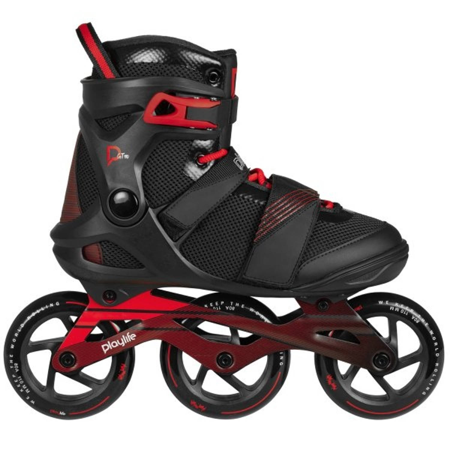 Playlife Inline Skates Gt Black 110/rood Heren Maat 47 - Zwart