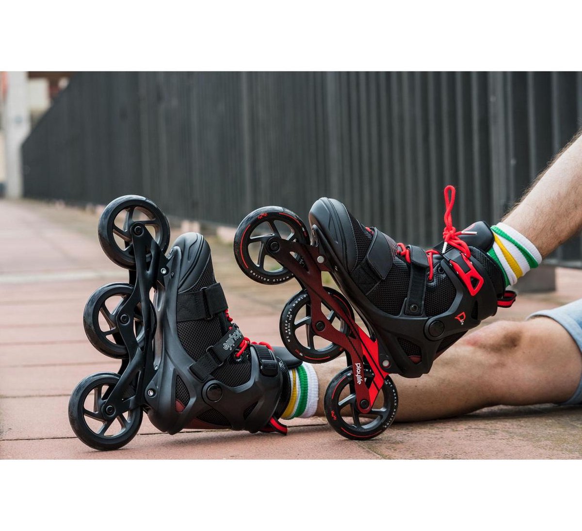 Playlife Inline Skates Gt Black 110/rood Heren Maat 39 - Zwart
