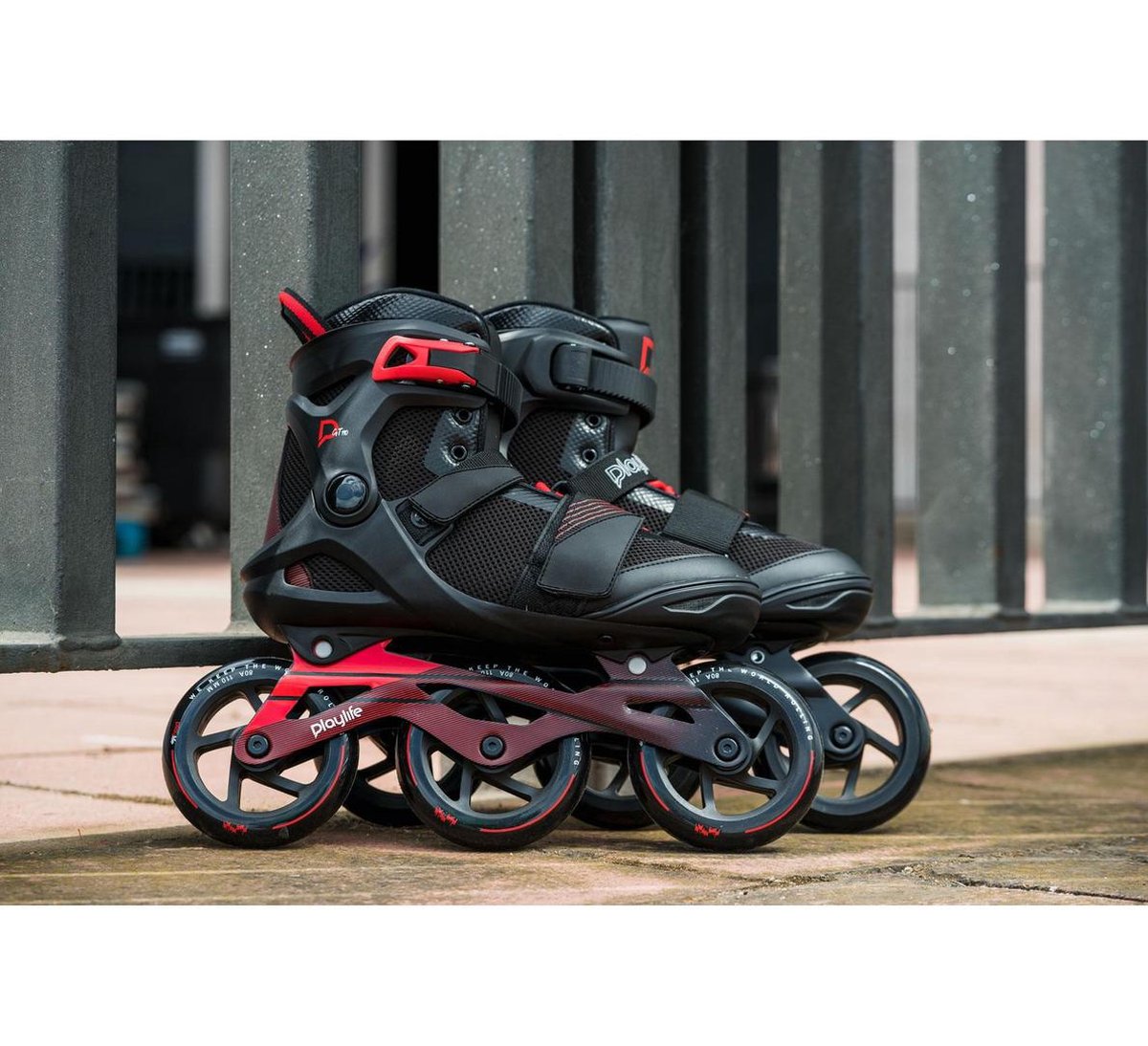 Playlife Inline Skates Gt Black 110/rood Heren Maat 39 - Zwart