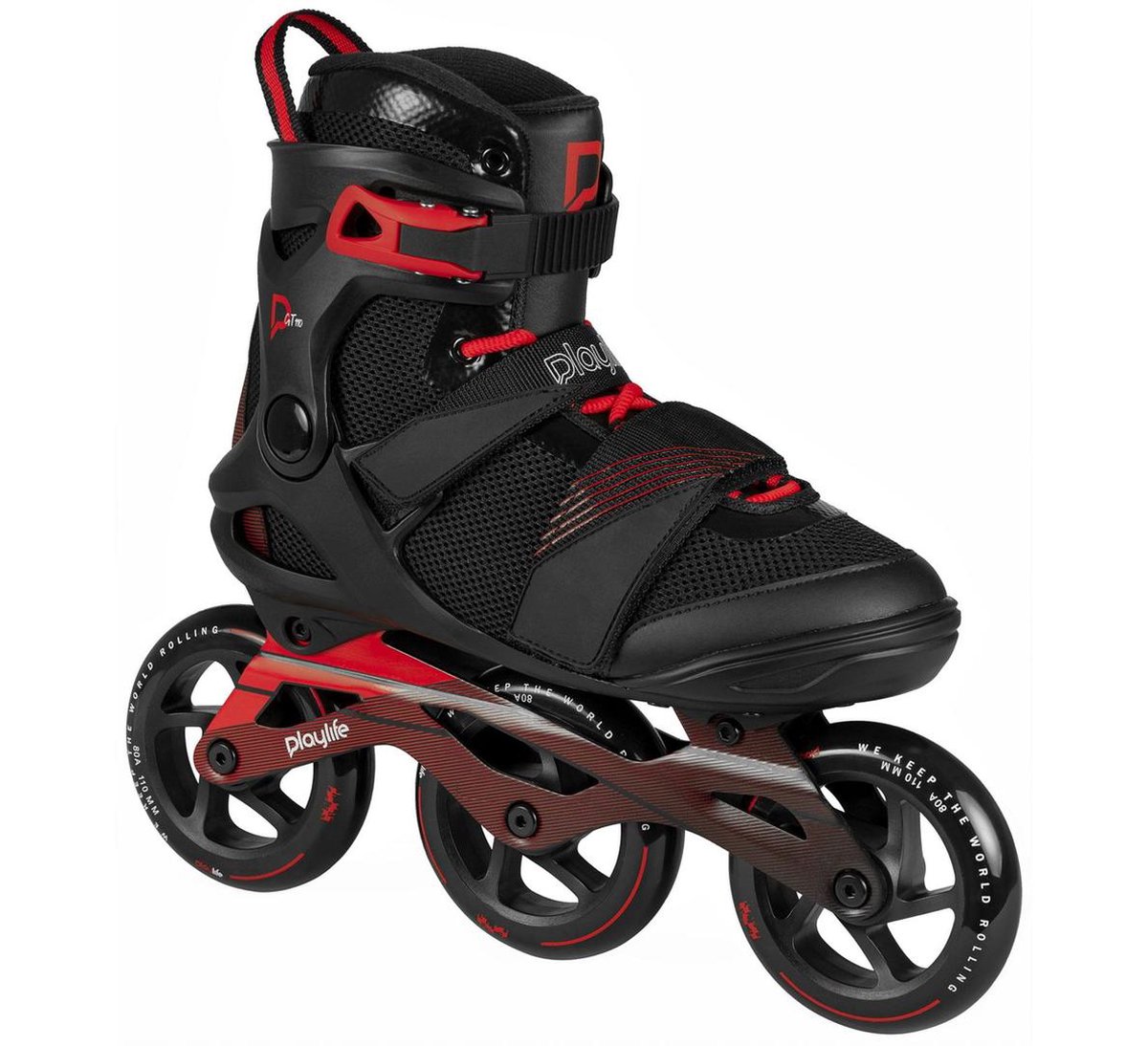 Playlife Inline Skates Gt Black 110/rood Heren Maat 39 - Zwart