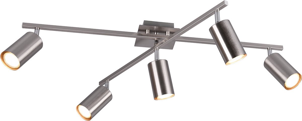 BES LED Led Plafondspot - Trion Mary - Gu10 Fitting - 5-lichts - Rechthoek - Mat Nikkel - Aluminium