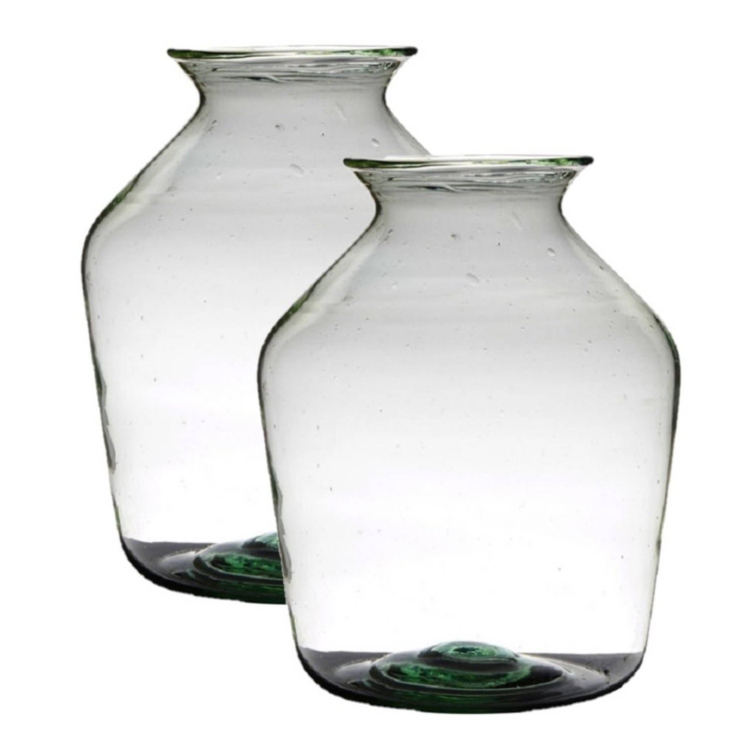 2x Stuks Transparante Luxe Grote Vaas/vazen Van Glas 40 X 29 Cm - Vazen