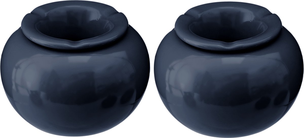 Terras Asbak/stormasbak Rond Keramiek 16 X 11 Cm - Asbakken - Blauw