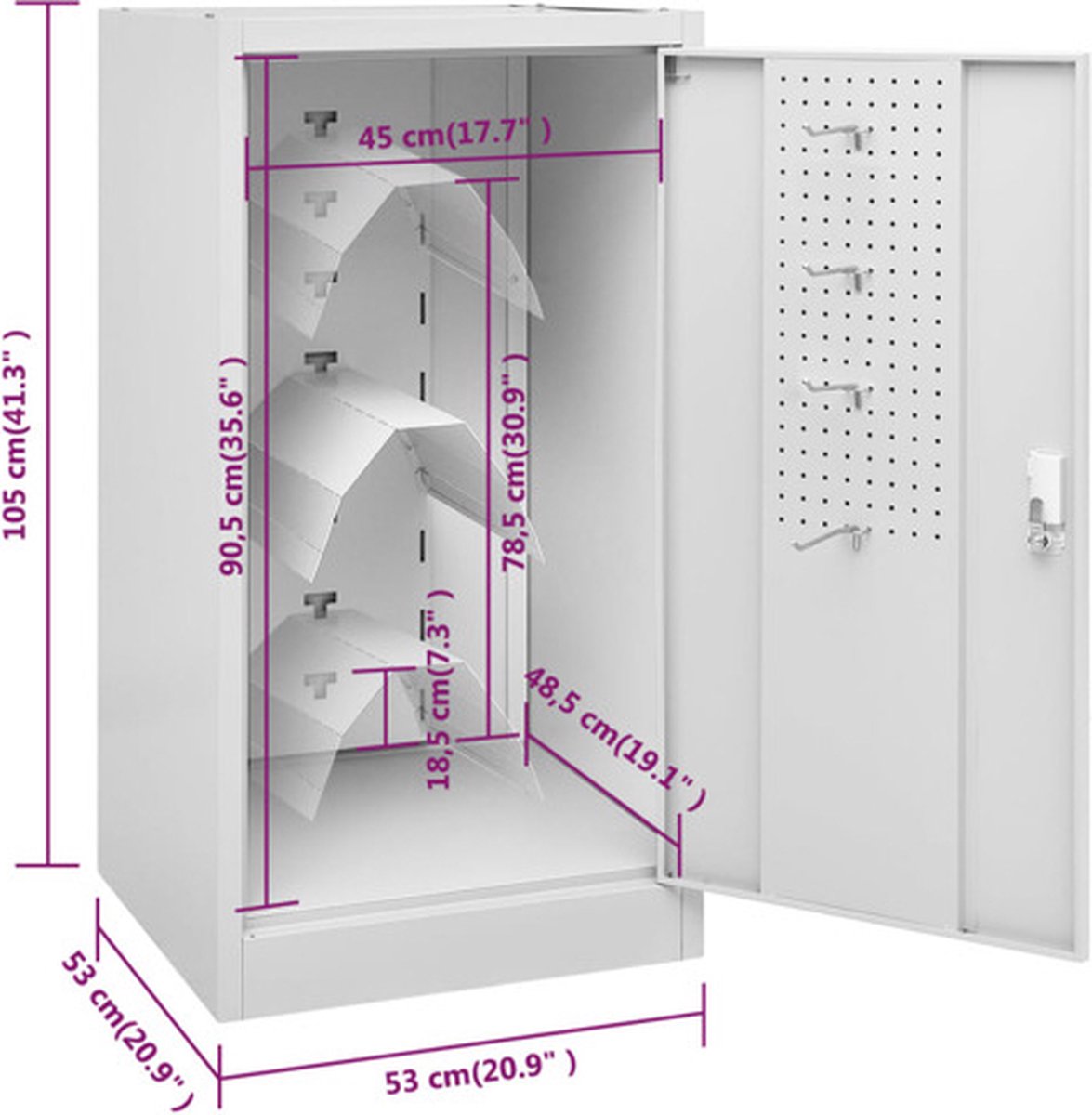 Vidaxl Zadelkast 53x53x105 Cm Staal Licht - Grijs