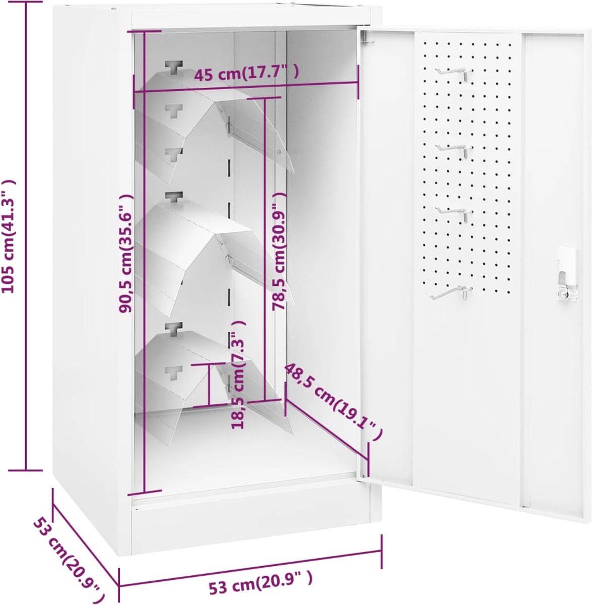 Vidaxl Zadelkast 53x53x105 Cm Staal Wit