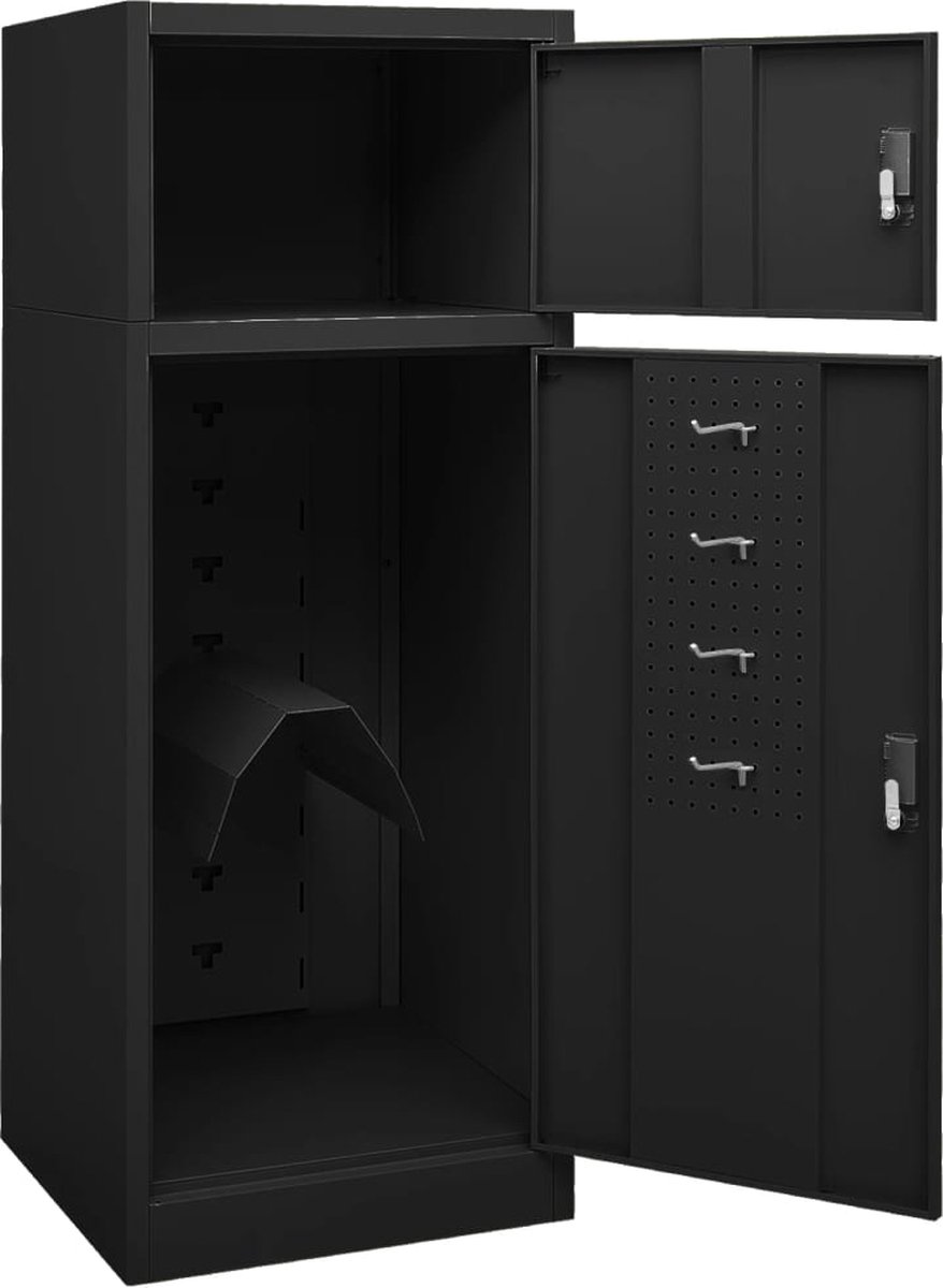 Vidaxl Zadelkast 53x53x140 Cm Staal - Zwart