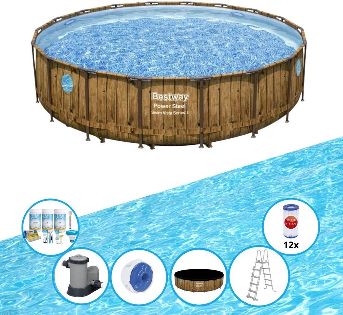 EXIT Toys Bestway Zwembad Power Steel Swim Vista - Zwembad Bundel - 549x122 Cm