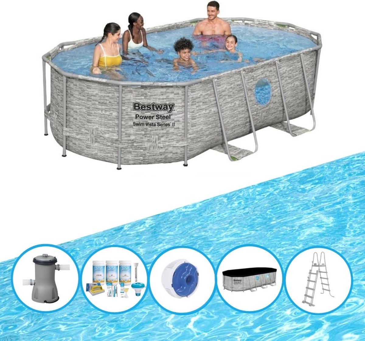 EXIT Toys Bestway Zwembad Power Steel Swim Vista - Zwembadpakket - 427x250x100 Cm