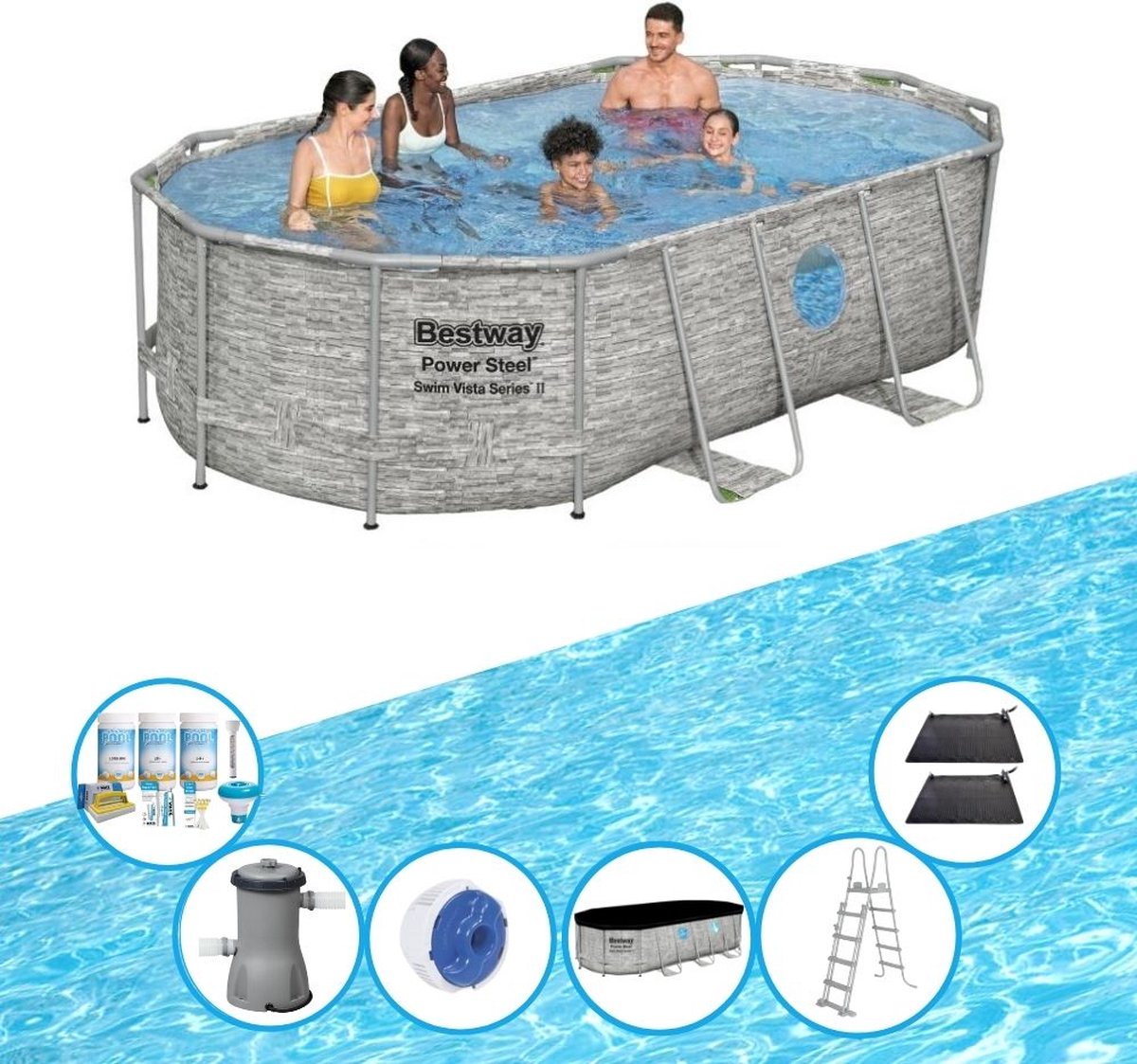 EXIT Toys Bestway Zwembad Power Steel Swim Vista - Zwembad Deal - 427x250x100 Cm