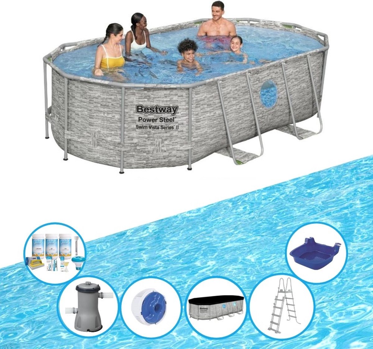 EXIT Toys Bestway Zwembad Power Steel Swim Vista - Met Accessoires - 427x250x100 Cm