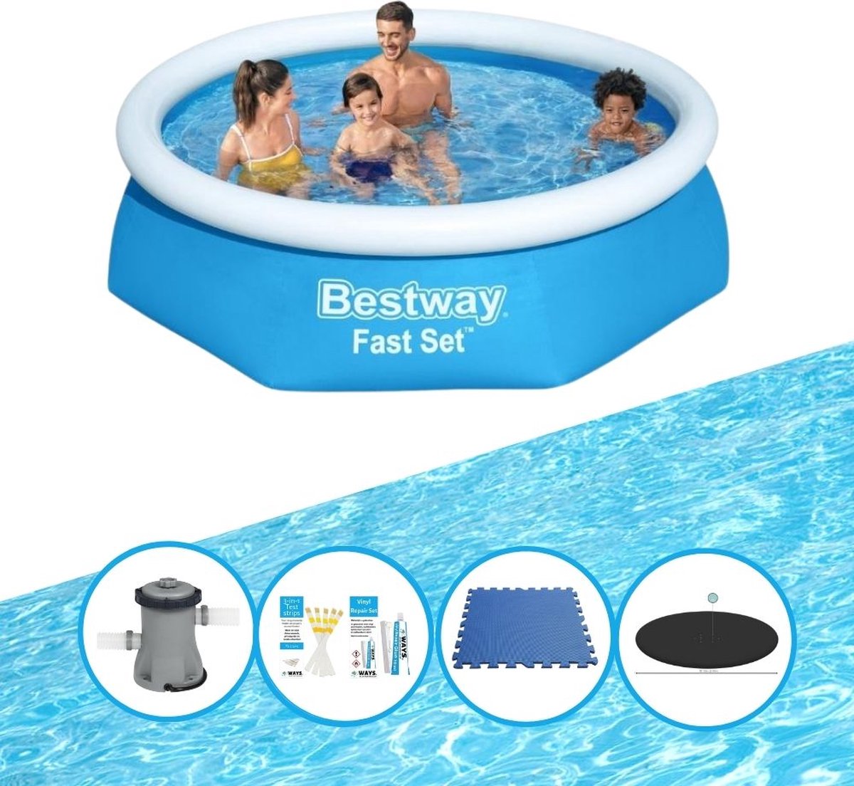 EXIT Toys Bestway Zwembad Fast Set - Inclusief Accessoires - 244x61 Cm