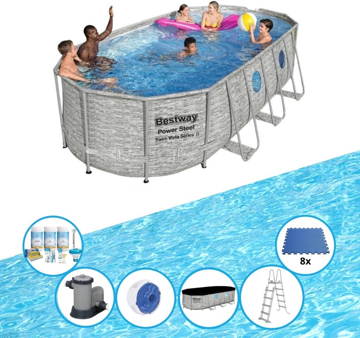 EXIT Toys Bestway Zwembad Power Steel Swim Vista - Inclusief Accessoires - 549x274x122 Cm