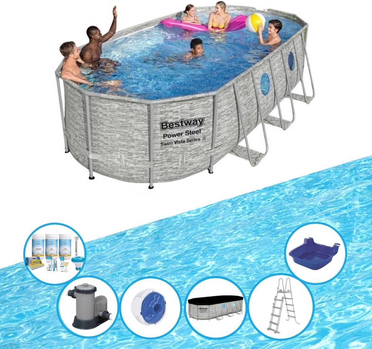 EXIT Toys Bestway Zwembad Power Steel Swim Vista - Met Accessoires - 549x274x122 Cm