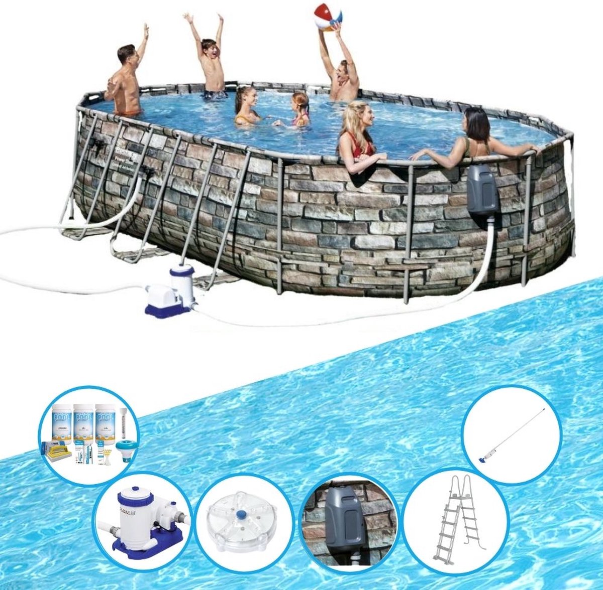 EXIT Toys Bestway Zwembad Power Steel Swim Vista - Zwembadset - 610x366x122 Cm