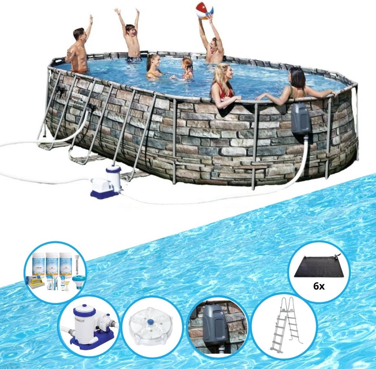 EXIT Toys Bestway Zwembad Power Steel Swim Vista - Zwembad Deal - 610x366x122 Cm