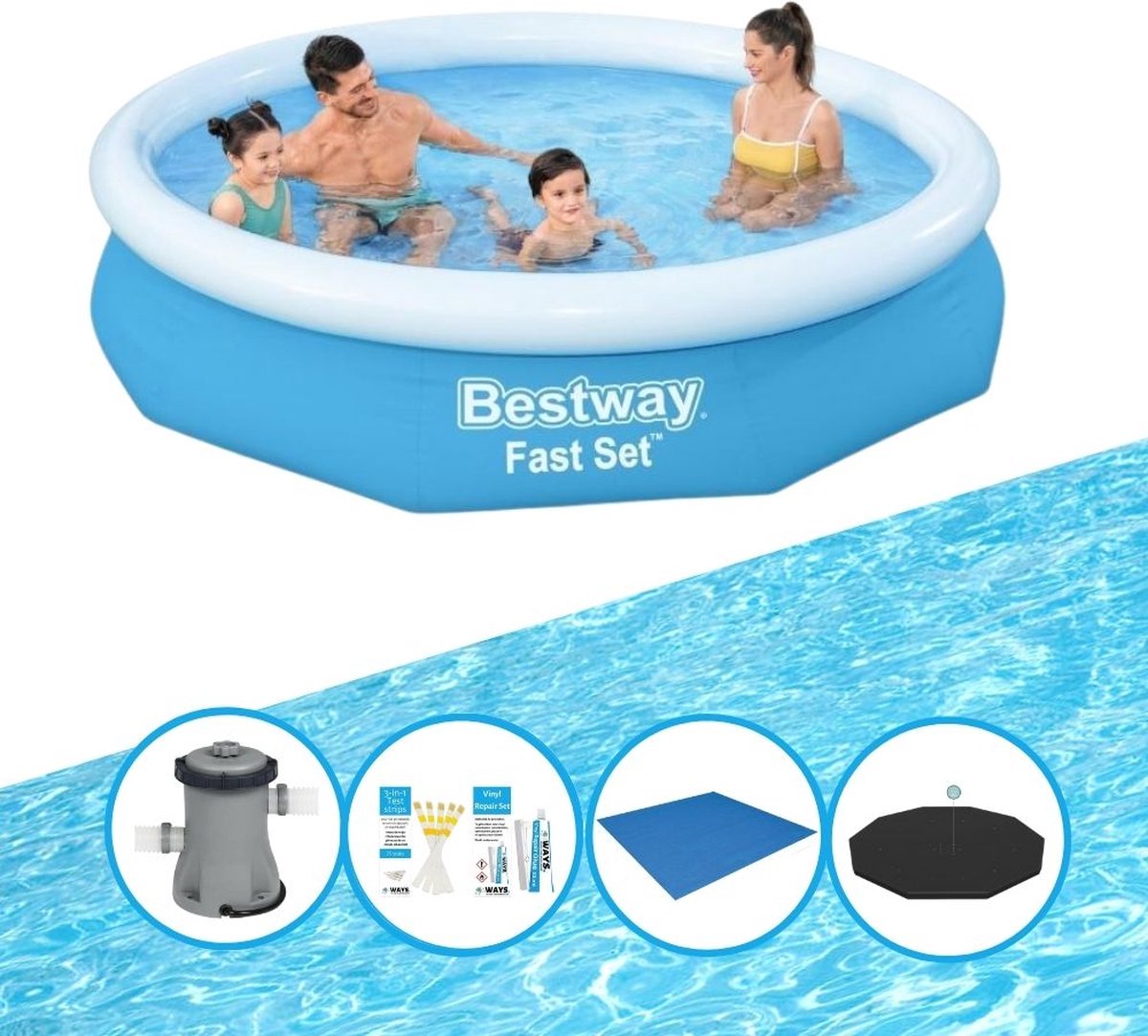 EXIT Toys Bestway Zwembad Fast Set - Inclusief Accessoires - 305x66 Cm