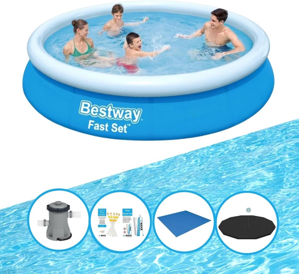 EXIT Toys Bestway Zwembad Fast Set - Inclusief Accessoires - 366x76 Cm