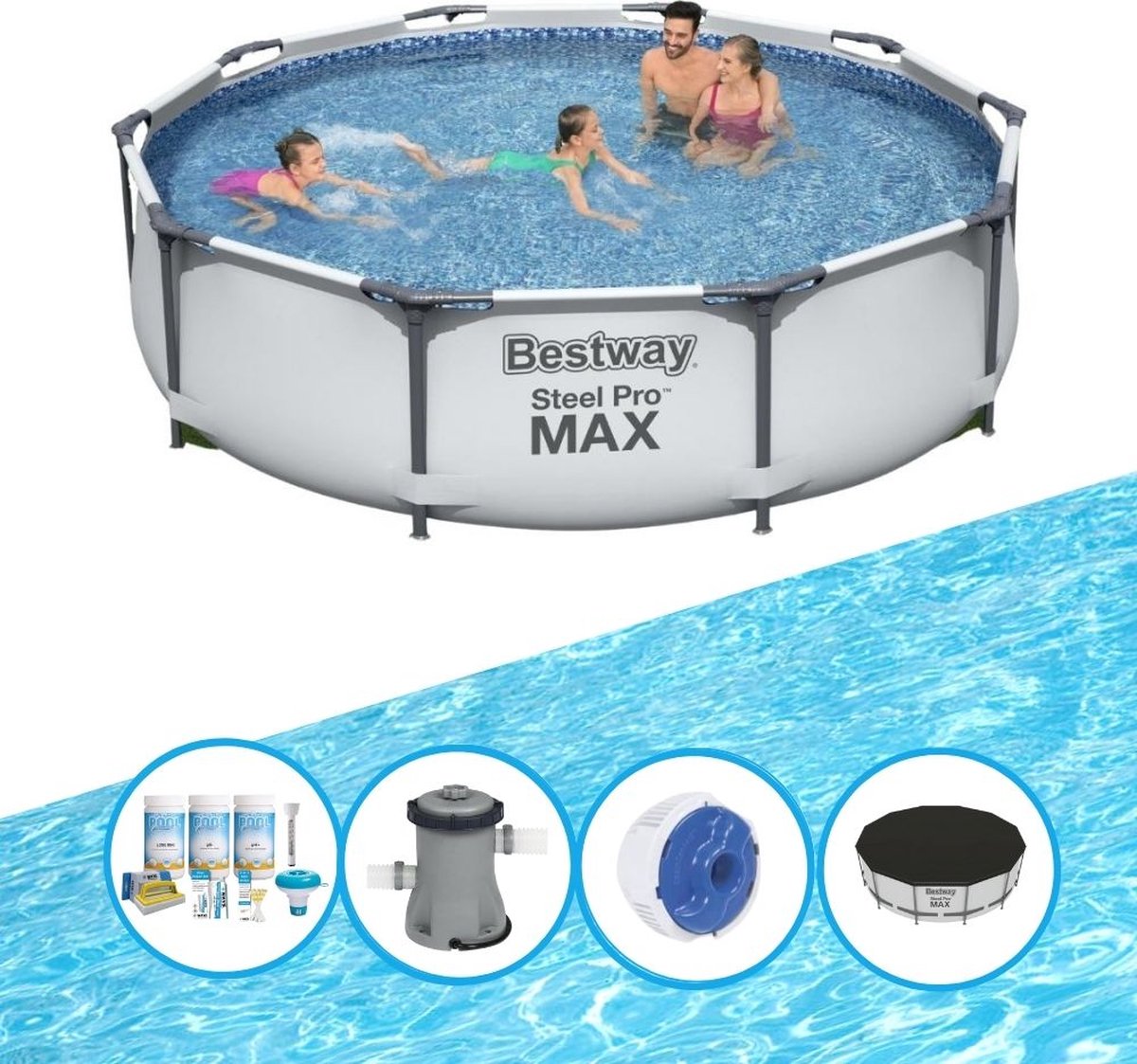 EXIT Toys Bestway Zwembad Steel Pro Max - Zwembadpakket - 305x76 Cm