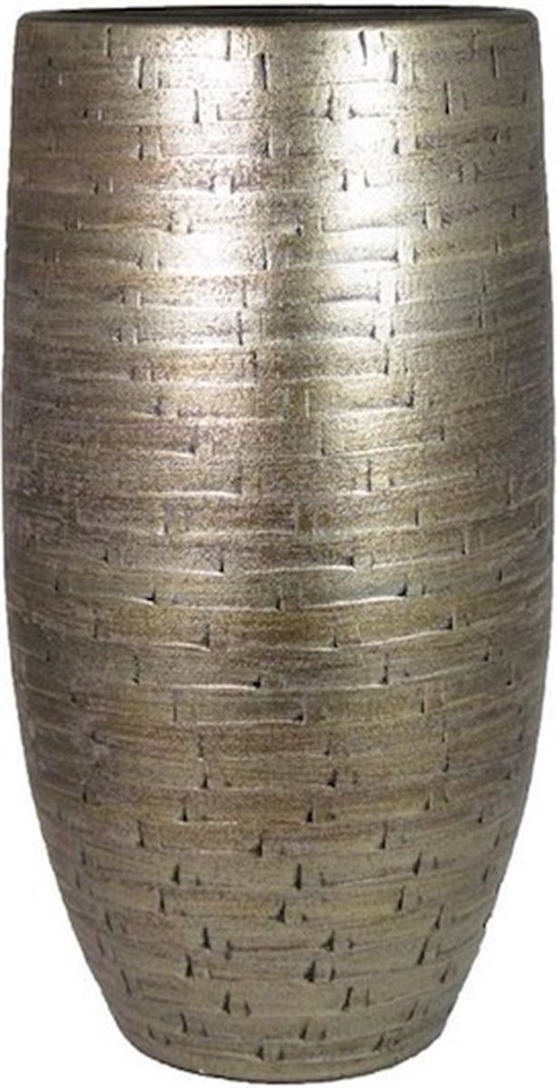 Bela Arte Bloemenvaas/hoge Bloempot Keramiek Glans Goud Stones Patroon - D26/h50 Cm - Vazen