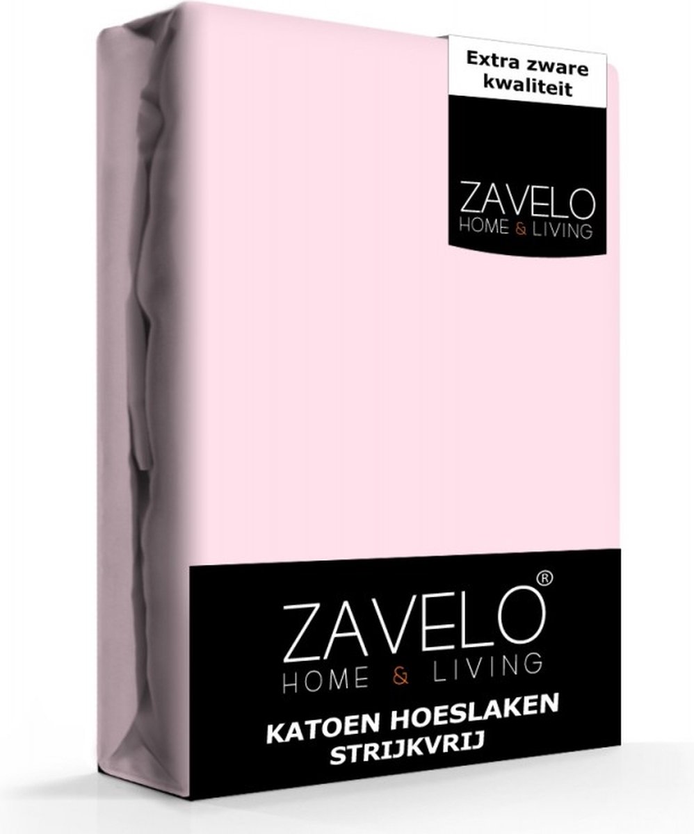 Slaaptextiel Zavelo Hoeslaken Katoen Strijkvrij-lits-jumeaux (180x200 Cm) - Roze