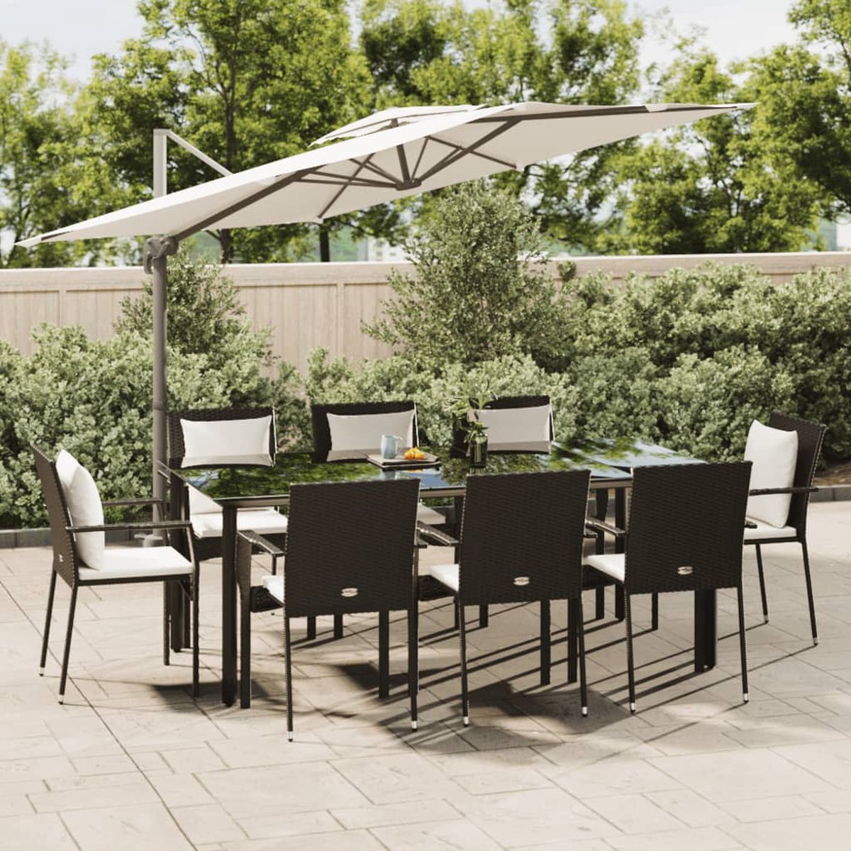 Vidaxl 9-delige Tuinset Poly Rattan - Zwart