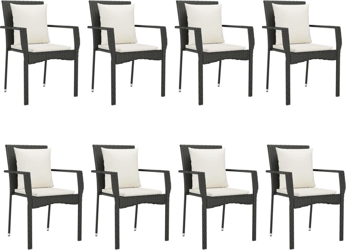 Vidaxl 9-delige Tuinset Poly Rattan - Zwart