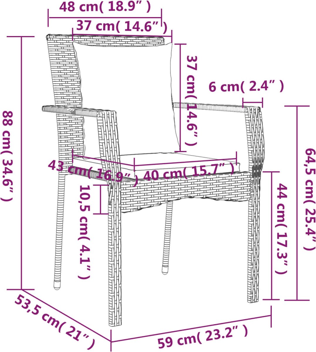 Vidaxl 9-delige Tuinset Poly Rattan - Zwart