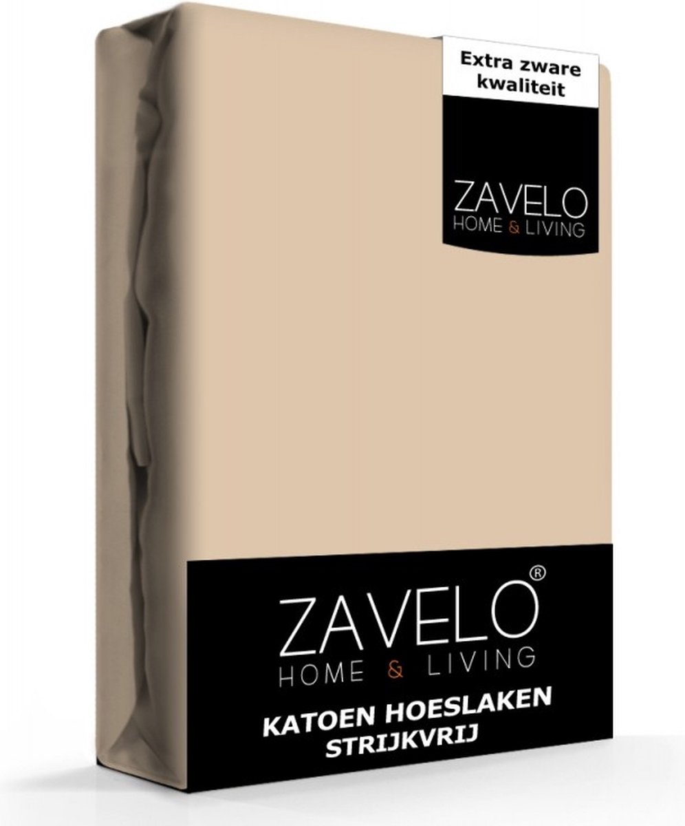 Slaaptextiel Zavelo Hoeslaken Katoen Strijkvrij Taupe-2-persoons (140x200 Cm)