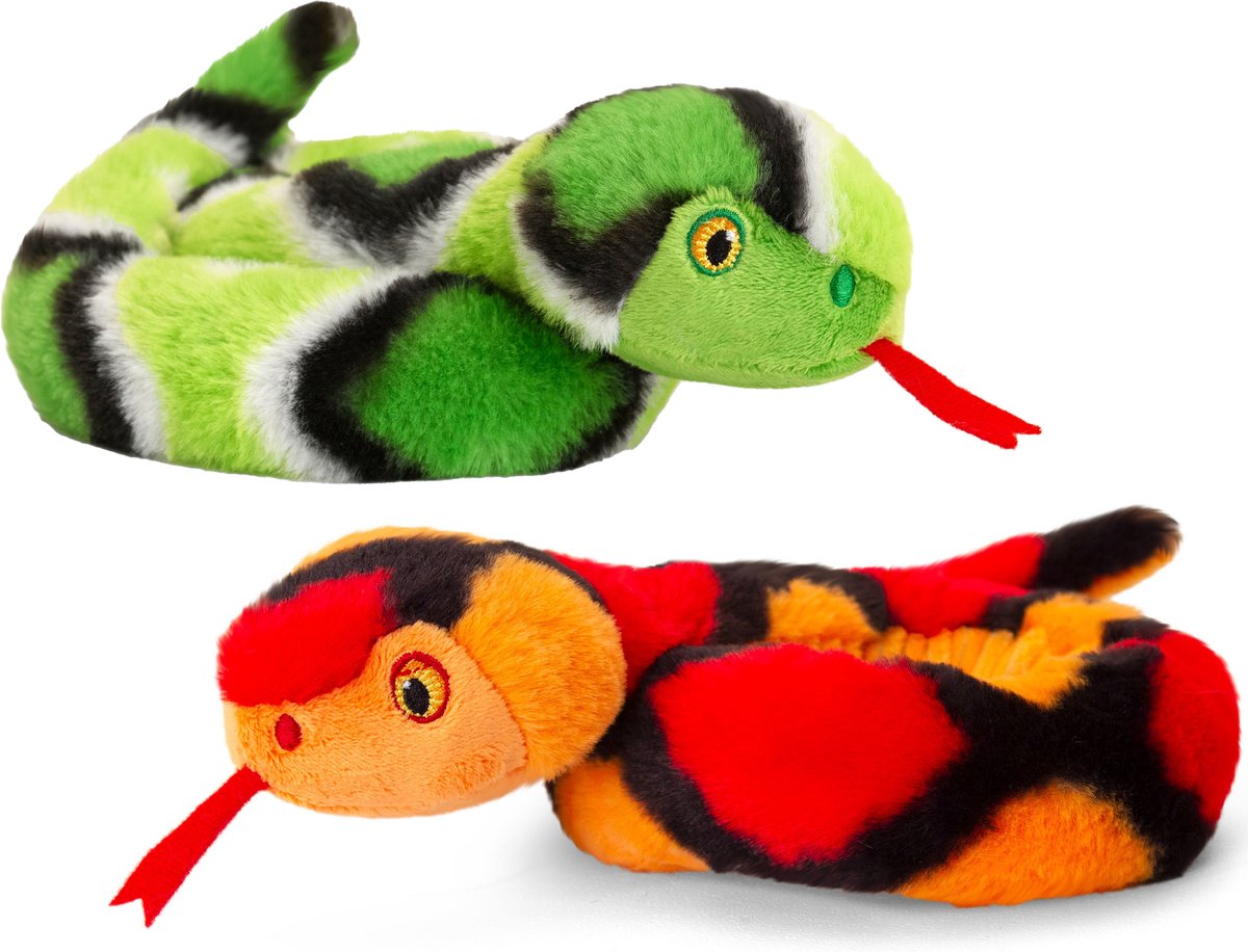 Keel Toys Pluche Knuffel Dieren Kleine Opgerolde Slangen En Groen 65 Cm - Knuffeldier - Rood