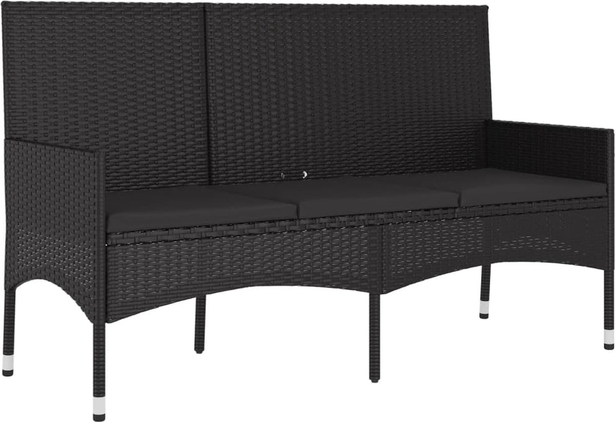 Vidaxl 4-delige Loungeset Met Kussens Poly Rattan - Zwart